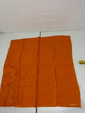 Vintage Burmel Square Silk Hand Rolled Scarf Vibrant Orange 20”x21”